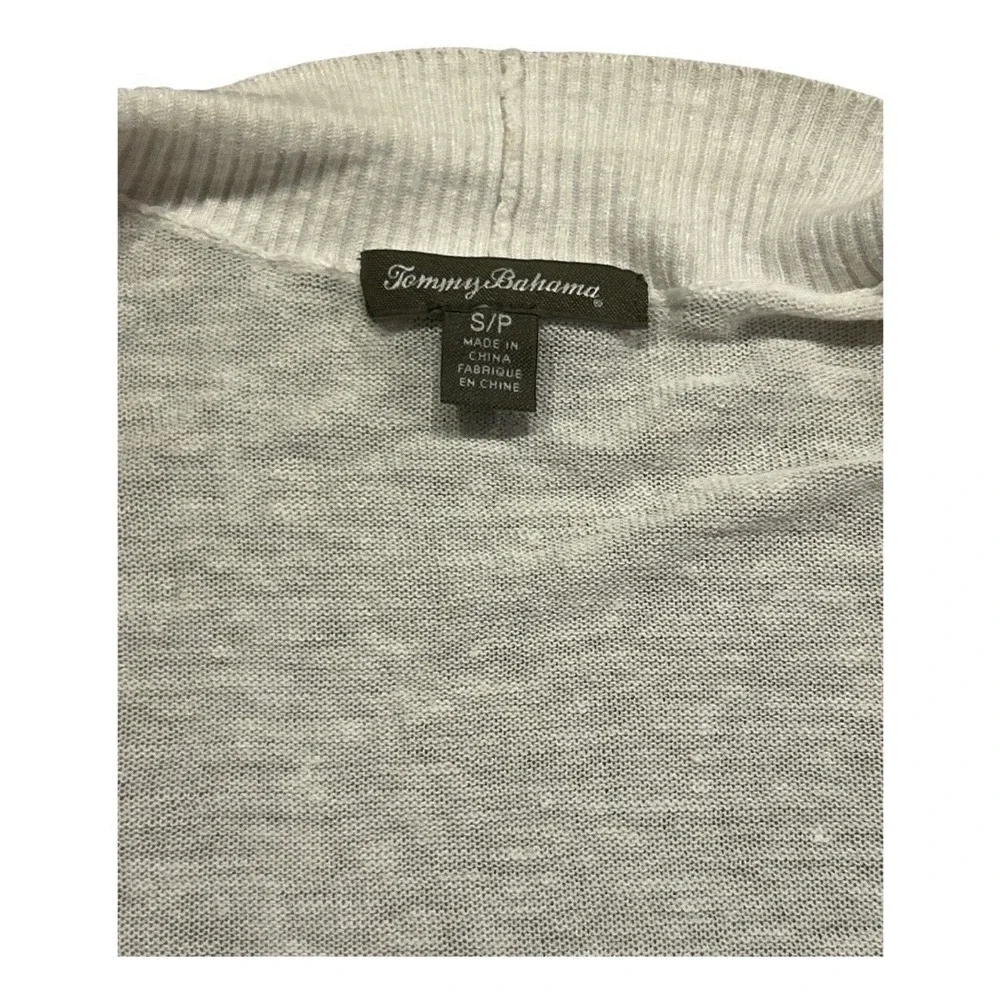 Tommy Bahama Size Small Ivory/ Off White Lea Open 100% Linen Cardigan Open Front - Picture 4 of 8